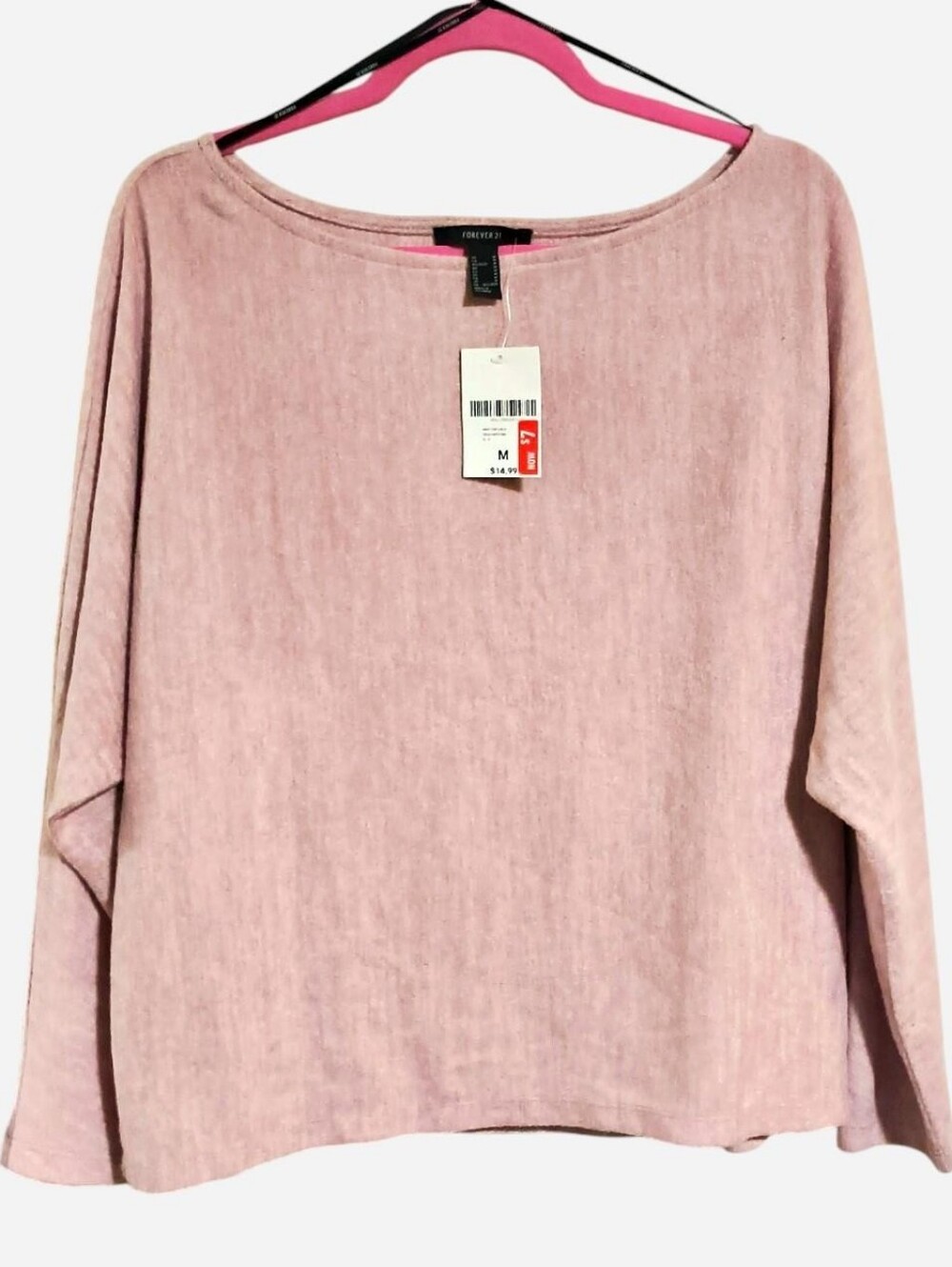 Forever 21 pink dusty rose angora style sweater top Size M NWT very flattering